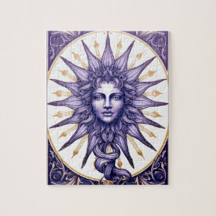 Puzzle Diosa Solar Celestial Púrpura y Blanca Mística