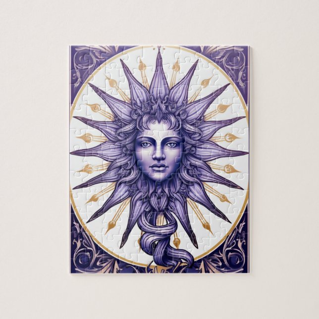 Puzzle Diosa Solar Celestial Púrpura y Blanca Mística (Vertical)