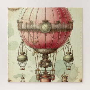 Puzzle Dirigible de globo rosa antiguo victoriano