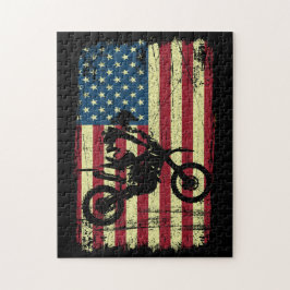 Puzzle Dirt Bike Bandera Americana 4