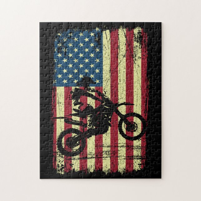 Puzzle Dirt Bike Bandera Americana 4 (Vertical)