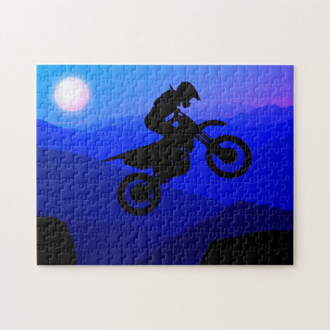 Puzzle Dirt Bike Full Moon Night Ride Motocross (Horizontal)