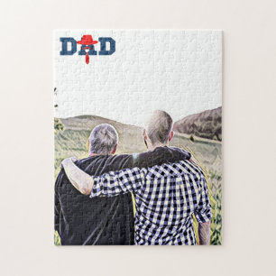 Puzzle diseño azul y rojo para el mejor padre de la histo