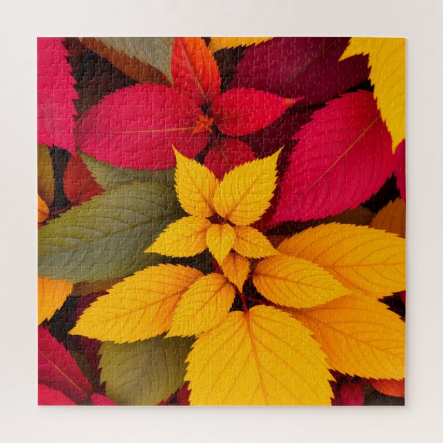 Puzzle Diseño Botánico de Hojas de Otoño Coloridas (Vertical)