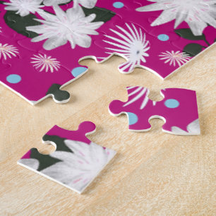 Puzzle Diseño Botánico de Patrón Floral Blanco Elegante