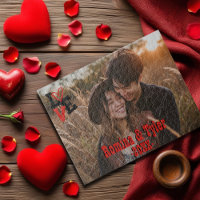 Diseño de AMOR rojo y negro con foto, nombres y fe