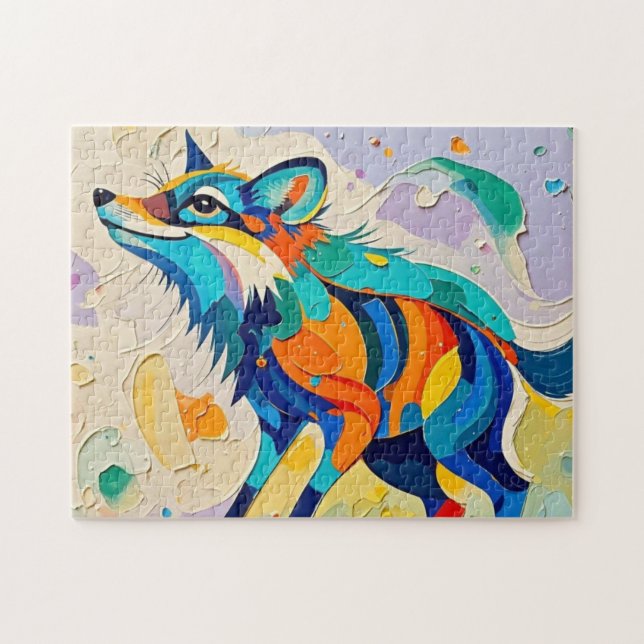 Puzzle Diseño de arte animal abstracto de Fox Expressive (Horizontal)