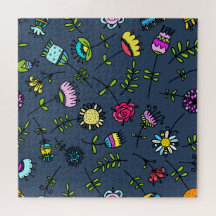 Diseño de Arte de Patrón Floral Caprichoso