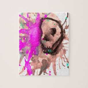 Puzzle Diseño de arte en acuarela de cráneo gótico