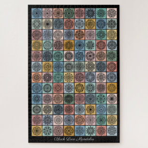 Puzzle Diseño de Black Lace Mandalas Applitando Patchwork
