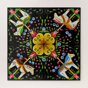 Puzzle Diseño de caballo folclórico noruego/nórdico/su