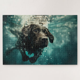 Puzzle Diseño de cachorro labrador nadando bajo el agua