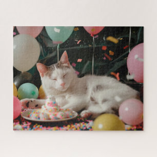 Puzzle Diseño de celebración de cumpleaños de gatos adora