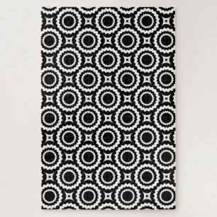 Puzzle Diseño de círculos zigzag blancos y negros lindos