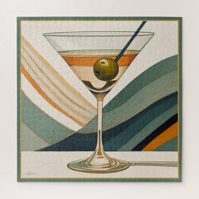 Puzzle Diseño de Cocktail Martini Mid Century (Vertical)