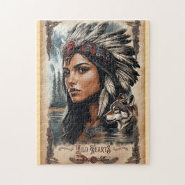 Puzzle Diseño de cosecha de lobos y mujeres nativas de Es