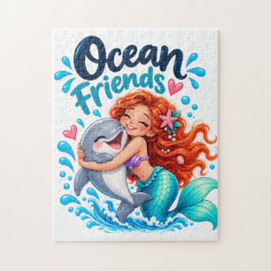 Puzzle Diseño de delfín amigos de la sirena linda