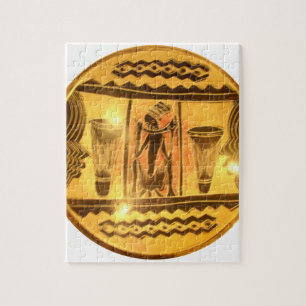 Puzzle Diseño de Estampa de Arte Étnico Africano Dorado