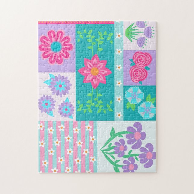 Puzzle Diseño de flores vibrantes en flor (Vertical)