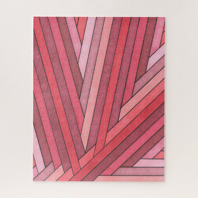 Puzzle Diseño de franja geométrica roja pintada a mano (Vertical)