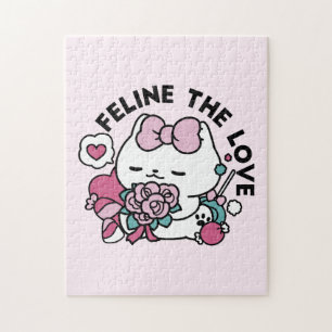 Puzzle Diseño de gatos de San Valentín lindo - Pelear por