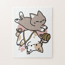 Puzzle Diseño de gatos lindos y juguetones – Arte diverti