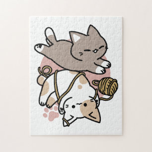 Puzzle Diseño de gatos lindos y juguetones – Arte diverti