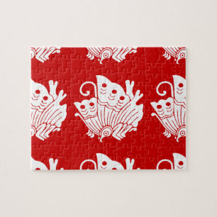 Puzzle Diseño de Kamon Japonés de Mariposa Asiática