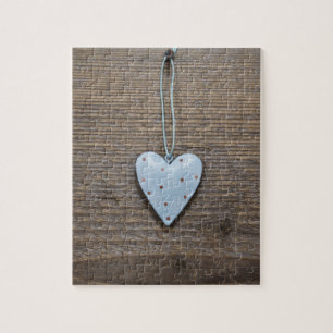 Puzzle Diseño de madera de corazones de estaño SHABBYCHIC