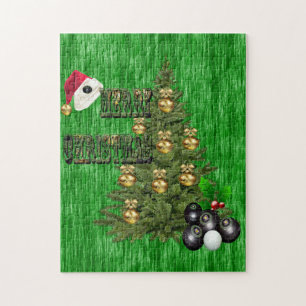 Puzzle Diseño de Navidades de bowling en césped,