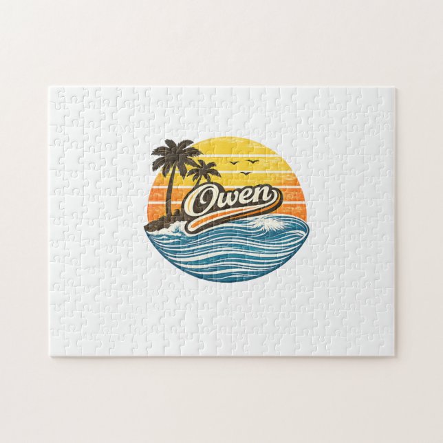 Puzzle Diseño de nombre Owen Retro Sunset (Horizontal)