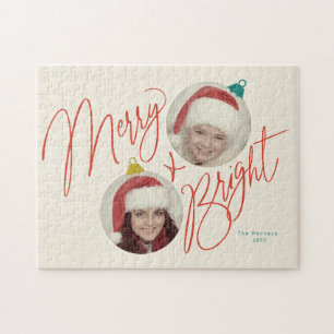 Puzzle Diseño de ornamentos de fotos y guiones Merry & Br