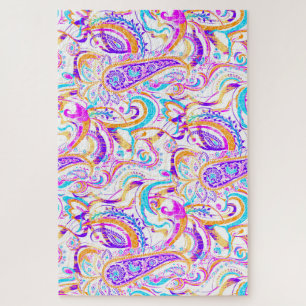 Puzzle Diseño de paisley blanco y colorido lindo