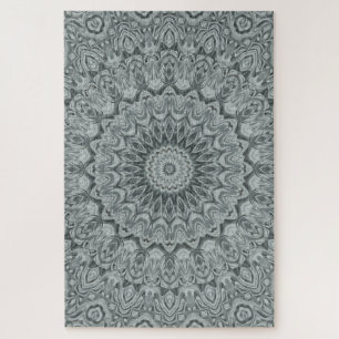 Puzzle Diseño de patrón de mandala gris y plateado