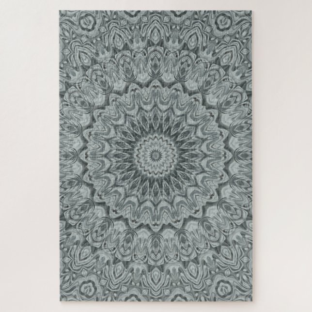 Puzzle Diseño de patrón de mandala gris y plateado (Vertical)