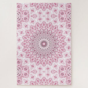 Puzzle Diseño de patrón de mandala rosa y blanco
