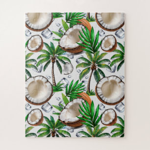 Puzzle Diseño de patrón tropical de palmeras de coco
