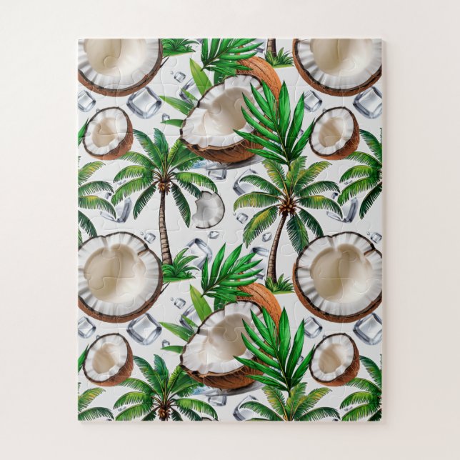 Puzzle Diseño de patrón tropical de palmeras de coco (Vertical)