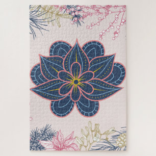 Puzzle Diseño de patrones paisley azul y púrpura