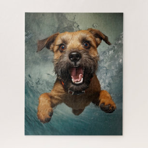 Puzzle Diseño de perro juguetón nadando bajo el agua