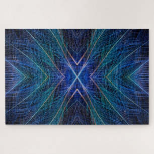 Puzzle Diseño de pluma fractal azul