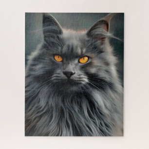 Puzzle Diseño de retrato de gato majestuoso de pelo largo