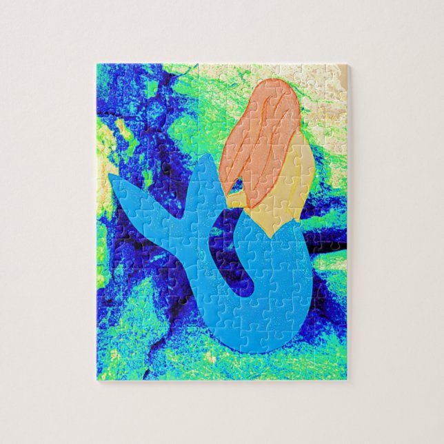 Puzzle diseño de sirena de cola azul (Vertical)