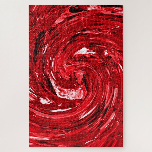 Puzzle Diseño de Swirl negro rojo blanco (Vertical)