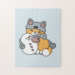 Puzzle Diseño de vacaciones de invierno para gato con nie