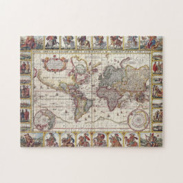 Puzzle Diseño del mapa del viejo mundo antiguo de la anti