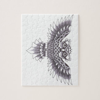 Puzzle Diseño del tatuaje del búho de la escuela vieja