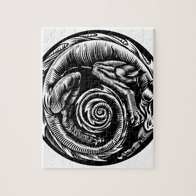 Puzzle Diseño del tatuaje del dragón (Vertical)