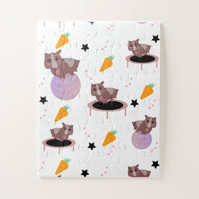 Puzzle Diseño divertidísimo de Gimnasio de Cerdo de Guine (Vertical)