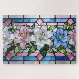 Puzzle Diseño floral de lirio de vidrio emplomado elegant